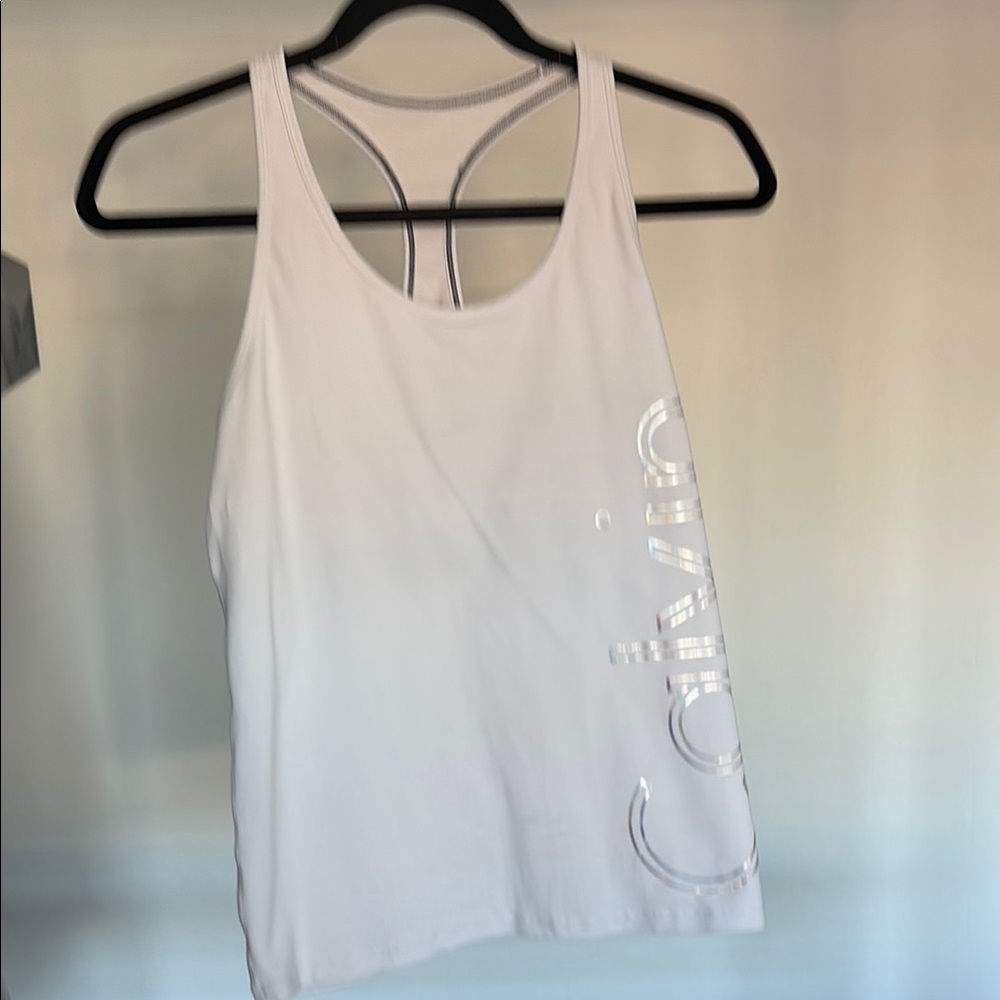 Calvin Klein White Sleeveless Crop Tank Top